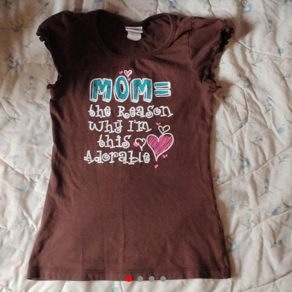 Brown Short Sleeve Tee with Graphic Design